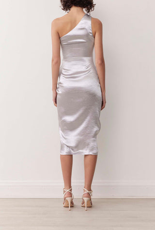 Davey Midi Dress In Metallic Silver