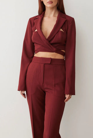 Audrey Crop Blazer In Chestnut Suiting