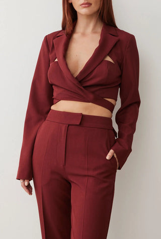 Audrey Crop Blazer In Chestnut Suiting