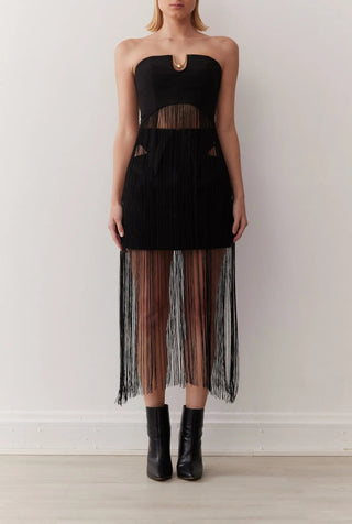 Ayden Fringe Top In Noir