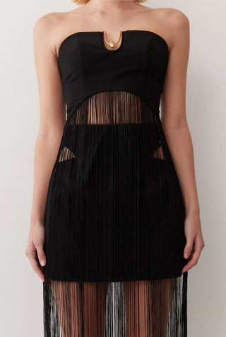 Ayden Fringe Top In Noir