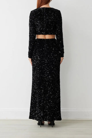 Bromley Ls Top In Noir Sequin