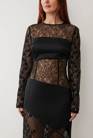 Cara Ls Lace Dress In Noir