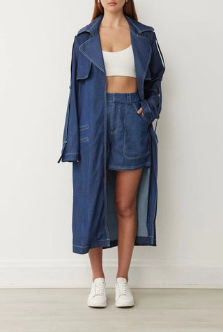 Evelyn Trench In Cobalt Chambray