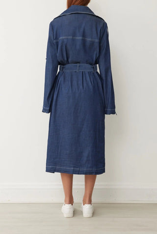 Evelyn Trench In Cobalt Chambray