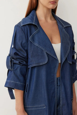 Evelyn Trench In Cobalt Chambray