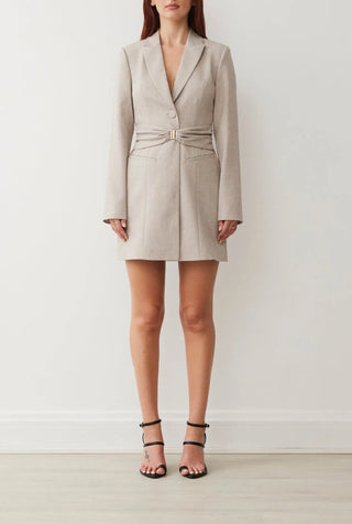 Evie Blazer Dress In Biscuit Suiting