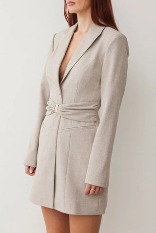 Evie Blazer Dress In Biscuit Suiting