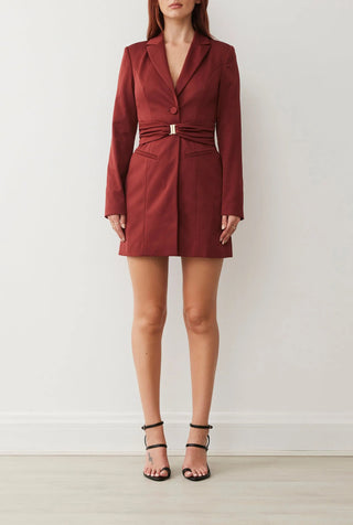 Evie Blazer Dress In Chestnut