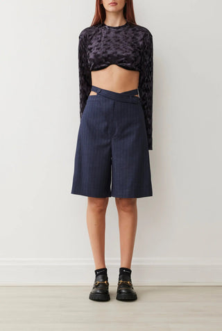 Harriet Suiting Short In Navy Pinstripe