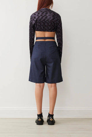 Harriet Suiting Short In Navy Pinstripe